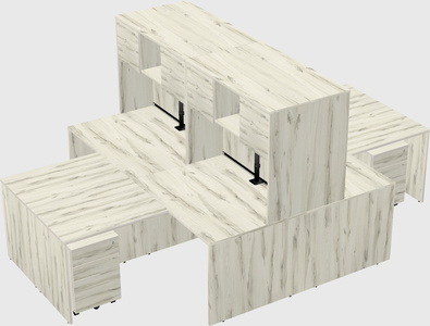 Quad l-shaped office desks