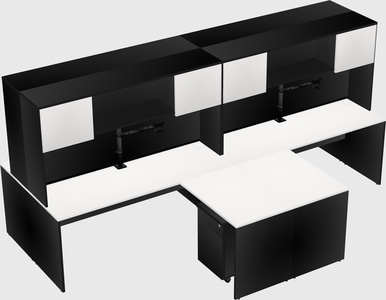 Quad l-shaped office desks