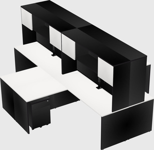Quad l-shaped office desks