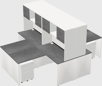 Quad l-shaped office desks