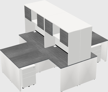 Quad l-shaped office desks