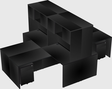 Quad l-shaped office desks