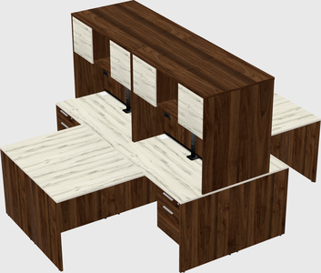 Quad l-shaped office desks