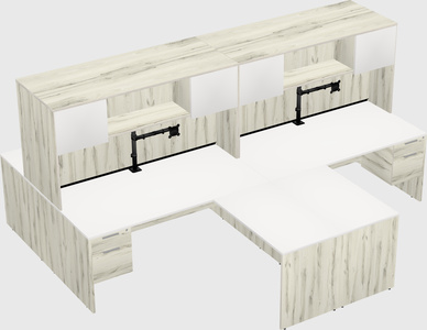 Quad l-shaped office desks