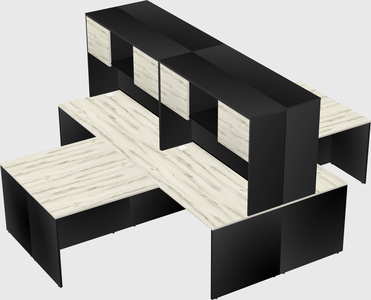 Quad l-shaped office desks