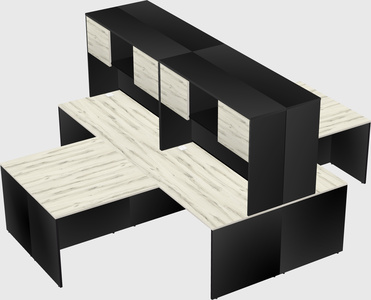 Quad l-shaped office desks