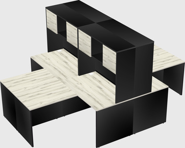 Quad l-shaped office desks