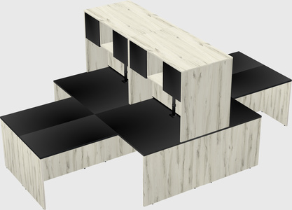 Quad l-shaped office desks