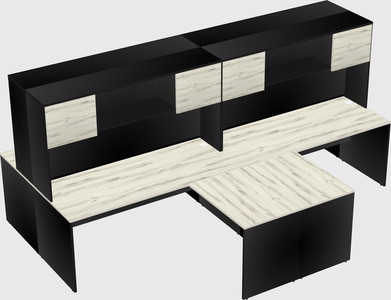 Quad l-shaped office desks