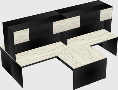 Quad l-shaped office desks