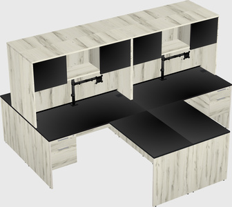Quad l-shaped office desks
