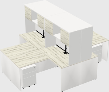 Quad l-shaped office desks