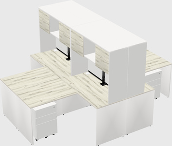 Quad l-shaped office desks