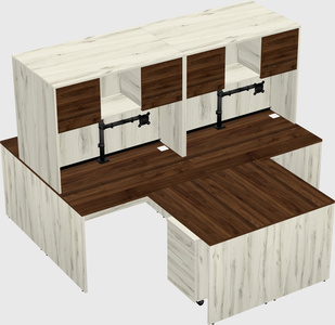 Quad l-shaped office desks