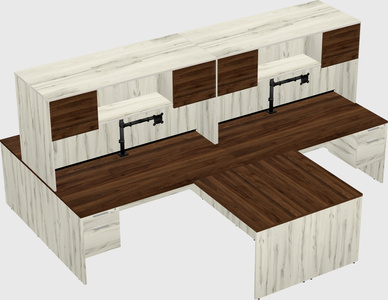 Quad l-shaped office desks