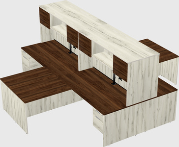 Quad l-shaped office desks