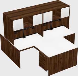 Quad l-shaped office desks