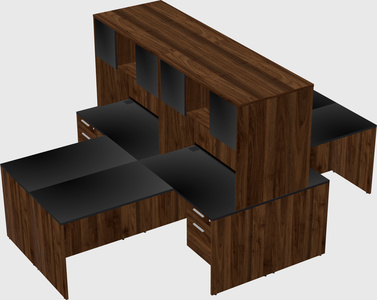 Quad l-shaped office desks