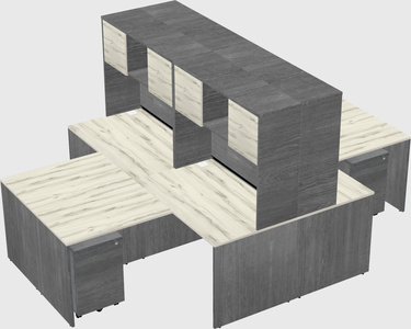 Quad l-shaped office desks