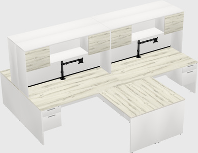 Quad l-shaped office desks