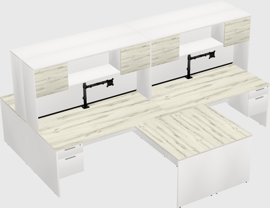 Quad l-shaped office desks