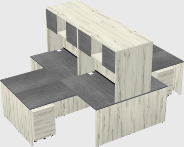 Quad l-shaped office desks