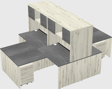 Quad l-shaped office desks