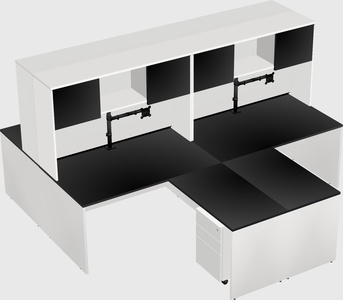 Quad l-shaped office desks