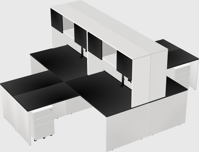 Quad l-shaped office desks