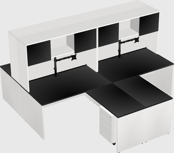 Quad l-shaped office desks