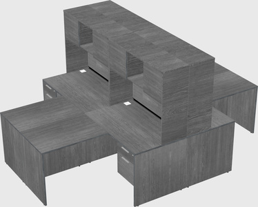 Quad l-shaped office desks