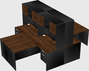 Quad l-shaped office desks