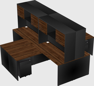 Quad l-shaped office desks