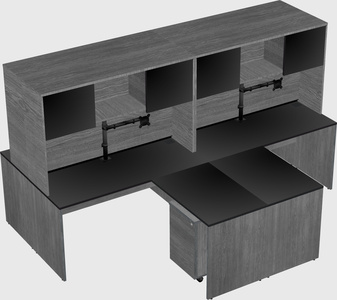 Quad l-shaped office desks