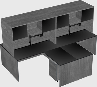 Quad l-shaped office desks