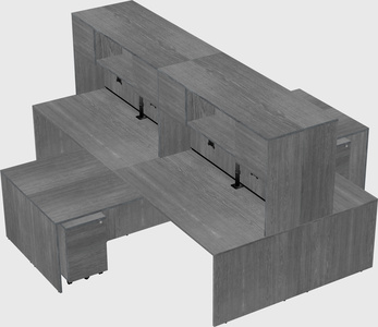 Quad l-shaped office desks