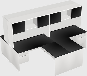 Quad l-shaped office desks