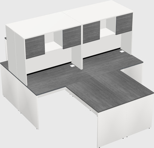 Quad l-shaped office desks