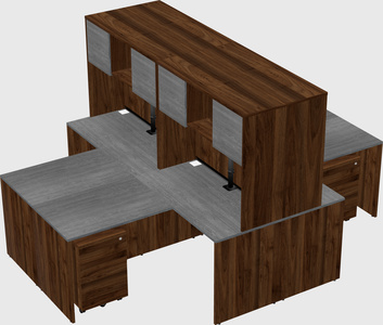 Quad l-shaped office desks