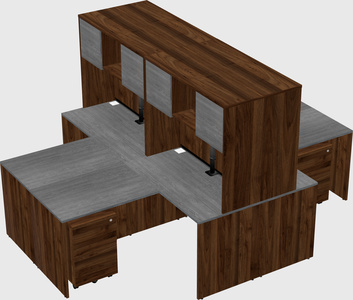Quad l-shaped office desks