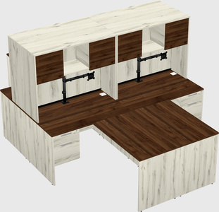Quad l-shaped office desks