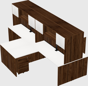 Quad l-shaped office desks