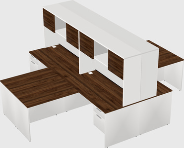 Quad l-shaped office desks