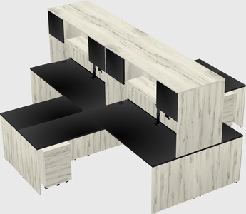 Quad l-shaped office desks