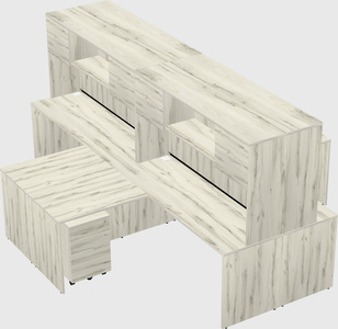 Quad l-shaped office desks