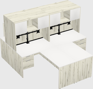 Quad l-shaped office desks