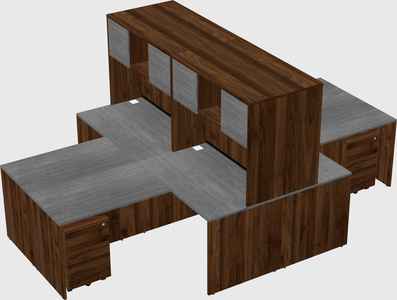 Quad l-shaped office desks