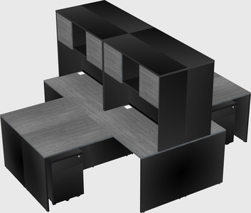 Quad l-shaped office desks