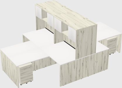 Quad l-shaped office desks