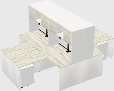 Quad l-shaped office desks
